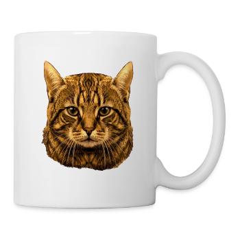 getigerte katze kopf Illustration auf Kleidung - Tasse - Weiß - Rechts