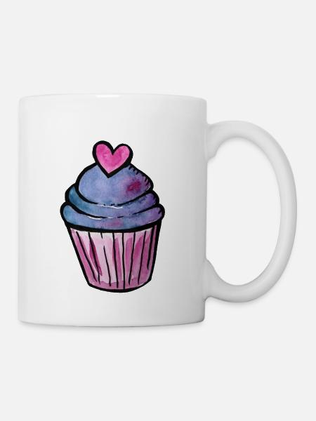 Aquarell Cupcake-Herz - Tasse - Weiß