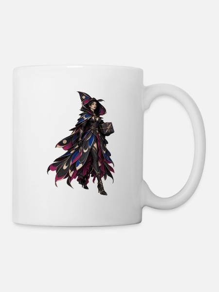 Farbige Hexenkappe mit Flügeln - Tasse - Weiß