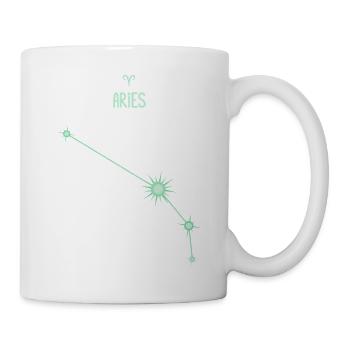 Widder, Sternstern, Sternbild Pastellgrün - Tasse - Weiß - Rechts