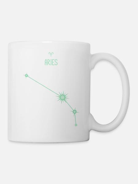 Widder, Sternstern, Sternbild Pastellgrün - Tasse - Weiß
