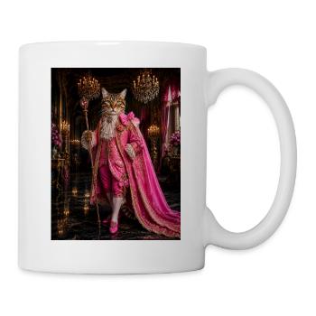 Königskatze im Rokoko-rosa Kostüm - Tasse - Weiß - Rechts