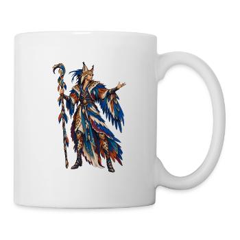 Fantasiedarsteller im prächtigen Federkostüm - Tasse - Weiß - Rechts