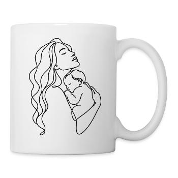 Mama & Baby Line Art - Tasse - Weiß - Rechts