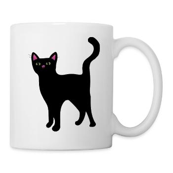 Neon-Katzengesicht auf Schwarz - Tasse - Weiß - Rechts