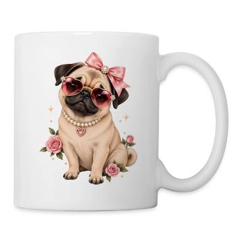 Mops Hund süßer Mops niedlicher Mops - Tasse - Weiß - Rechts