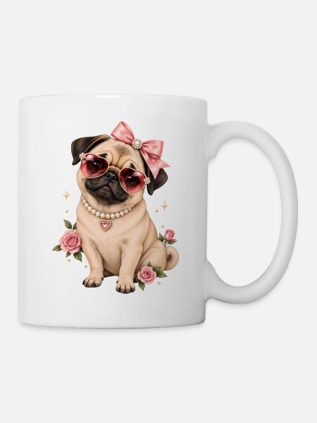 Mops Hund süßer Mops niedlicher Mops - Tasse - Weiß
