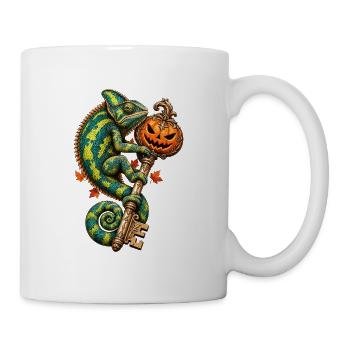 Kameleon mit Kürbis-Schloss - Tasse - Weiß - Rechts