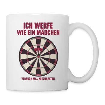 Dartspielerin Frauen Darts Bullseye Girl Power - Tasse - Weiß - Rechts