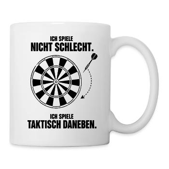 Taktisch daneben Dartspieler Ausrede Humor Spruch - Tasse - Weiß - Rechts