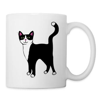 Mitternachtskatzen-Peek-Porträt - Tasse - Weiß - Rechts