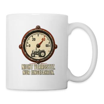 Vintage-Traktor Tachometer Motiv zum 40 Geburtstag - Tasse - Weiß - Rechts