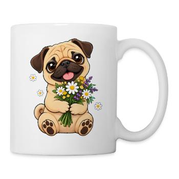 Mops Hund süßer Mops niedlicher Mops - Tasse - Weiß - Rechts