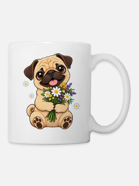 Mops Hund süßer Mops niedlicher Mops - Tasse - Weiß