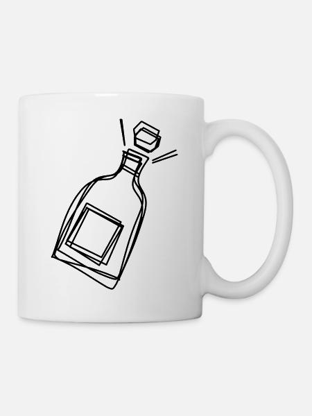 Sektflasche handgezeichnet - Tasse - Weiß