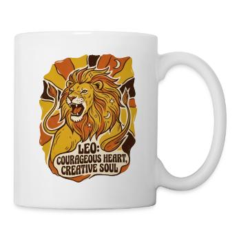 Sternzeichen Löwe Inschrift retro l70 Astrologie - Tasse - Weiß - Rechts