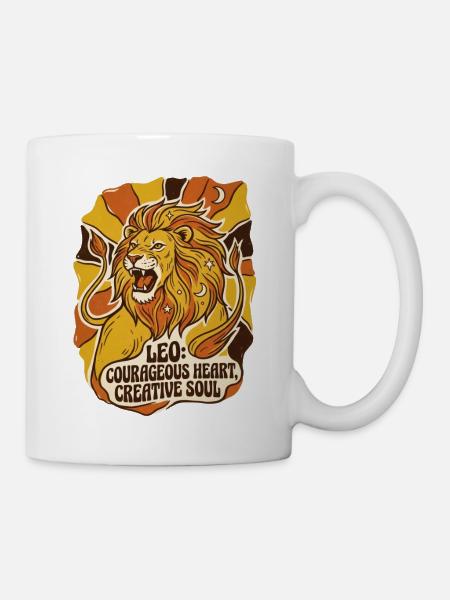 Sternzeichen Löwe Inschrift retro l70 Astrologie - Tasse - Weiß