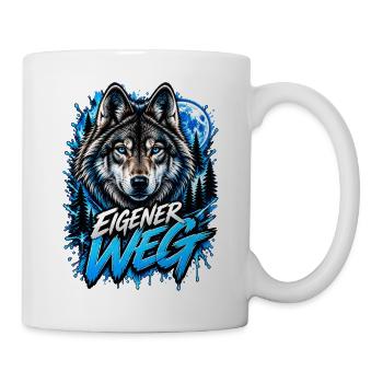 Neon-Wolf Mondnachtwald - Tasse - Weiß - Rechts