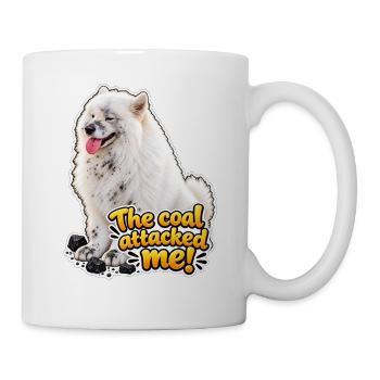 Der Hund und der Kohleangriff – Ein spielerisches Design - Tasse - Weiß - Rechts
