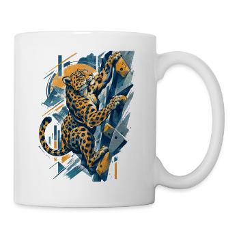 Bouldern Leopard – Abstraktes Klettern - Tasse - Weiß - Rechts