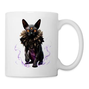 Dreiäugige Katze im gotischen Kragen - Tasse - Weiß - Rechts