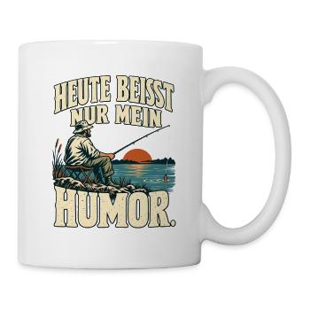 Angeln – Heute beißt nur mein Humor - Tasse - Weiß - Rechts