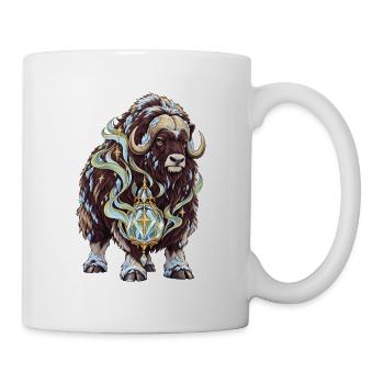 Moschusochse mit Polarlicht-Frostlaterne - Tasse - Weiß - Rechts
