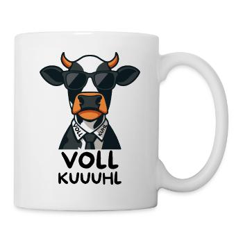 Voll Kuuuhl – Coole Kuh im Anzug mit Sonnenbrille - Tasse - Weiß - Rechts