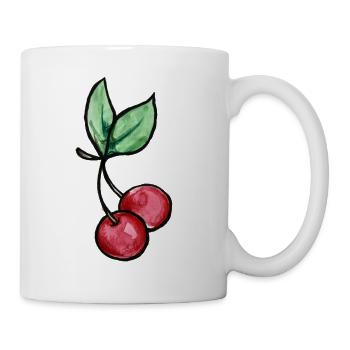 Aquarell-Kirschzweigdruck - Tasse - Weiß - Rechts