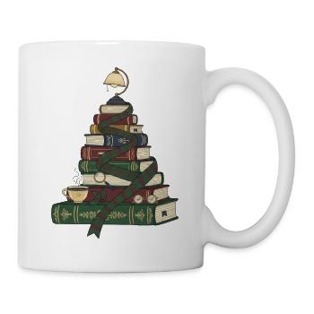 Weihnachtsbaum aus Büchern - Tasse - Weiß - Rechts