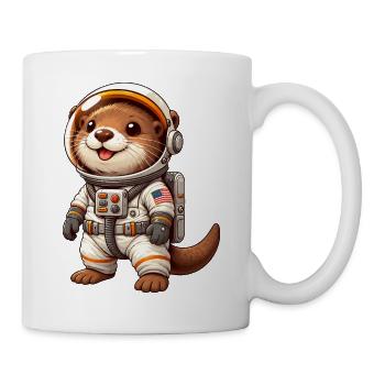 Otter Astronaut im Weltraum Cartoon - Tasse - Weiß - Rechts