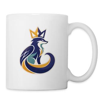 König Fuchs Logo Krone Maskottchen Wappen - Tasse - Weiß - Rechts