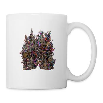 Psychedelisches Fantasy Schloss Zauberwelt Kunst - Tasse - Weiß - Rechts
