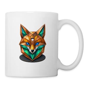 Geometrischer Fuchs Kristall Low Poly Design - Tasse - Weiß - Rechts