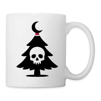 Totenkopf Weihnachtsbaum Logo - Tasse - Weiß - Rechts
