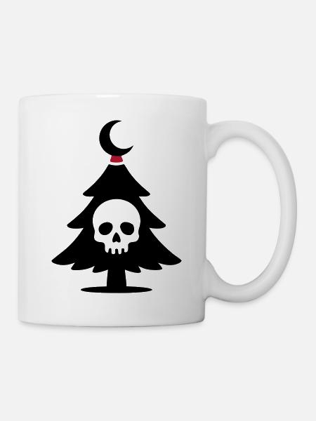 Totenkopf Weihnachtsbaum Logo - Tasse - Weiß