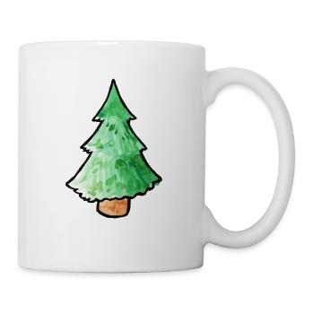 Aquarell-Kiefernbaum-Weihnachtstee - Tasse - Weiß - Rechts