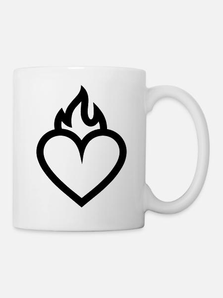 flammendes Herz - Tasse - Weiß