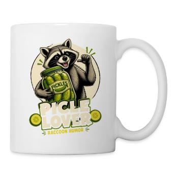 Waschbär Pickle-Lover Cartoon - Tasse - Weiß - Rechts