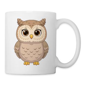 Kawaii-Eule in Erdtönen - Tasse - Weiß - Rechts