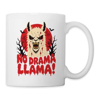 Horror-Lama – No Drama Llama mit rotem Mond - Tasse - Weiß - Rechts