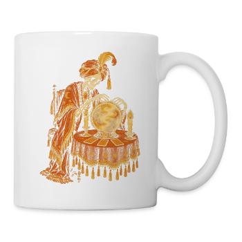 Die Skelett-Wahrsagerin mit der Kristallkugel - Tasse - Weiß - Rechts