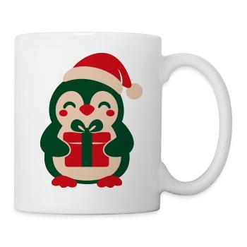 Pinguin Geschenk Clipart - Tasse - Weiß - Rechts