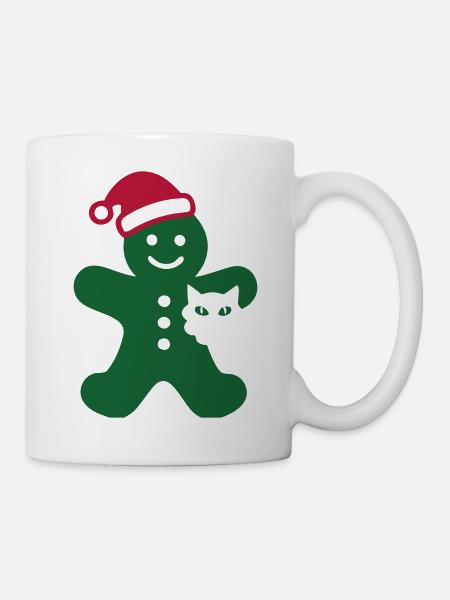 Lebkuchenmann Katze Grafik - Tasse - Weiß