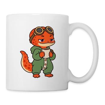 Süßer Kaffeesalamander im Schlafanzug - Tasse - Weiß - Rechts