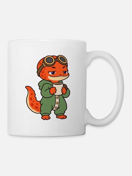 Süßer Kaffeesalamander im Schlafanzug - Tasse - Weiß