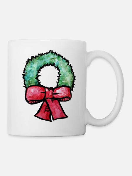 Grüne Afro-Krone mit roter Schleife - Tasse - Weiß