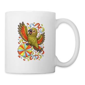 Kea mit Papierrosette und Konfetti - Tasse - Weiß - Rechts