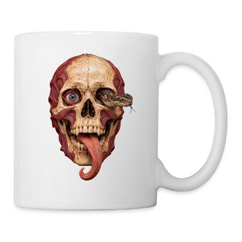 Totenkopf Halloween Totenschädel - Tasse - Weiß - Rechts