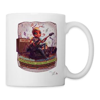 MALÚ die Bass Ameise | Viersprachiges Musik Motiv - Tasse - Weiß - Rechts